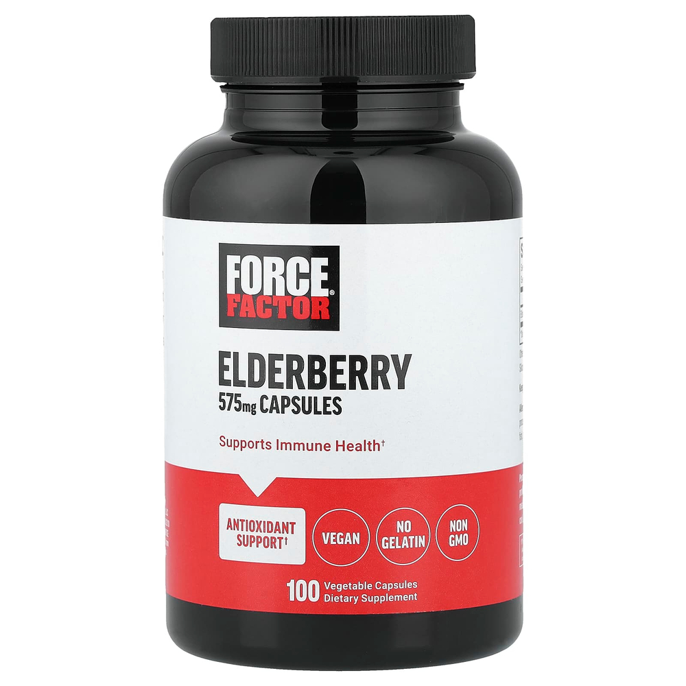 Force Factor, бузина, 575 мг, 100 растительных капсул
