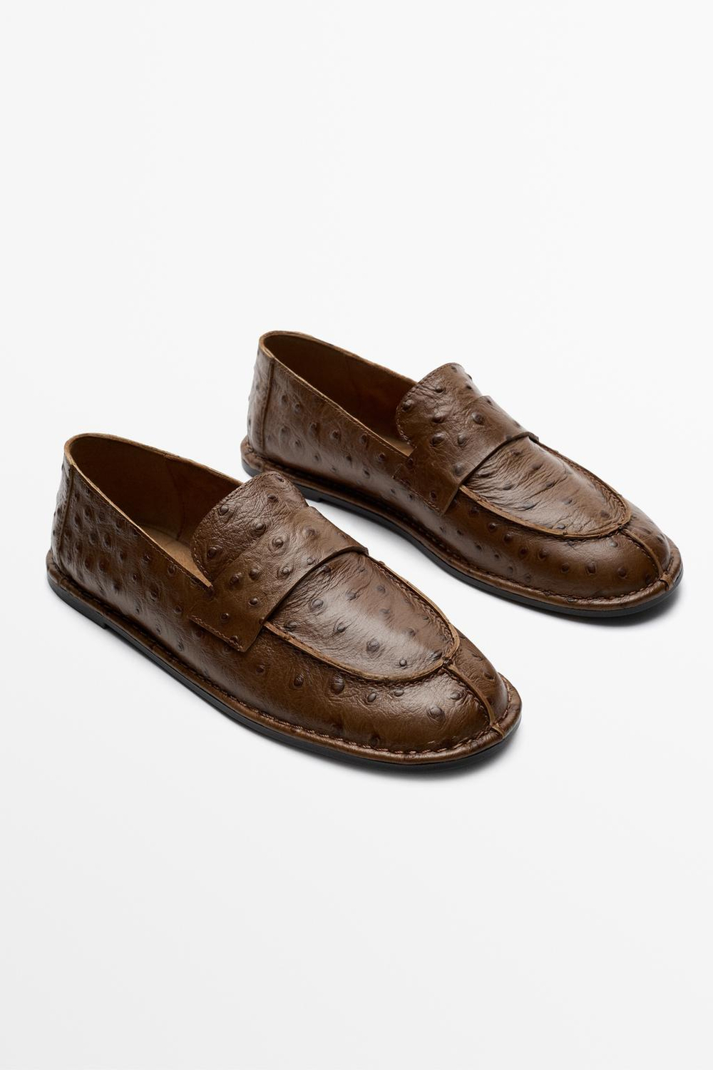 Massimo Dutti Лоферы из тисненой кожи, желто-коричневый