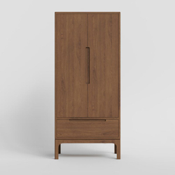 Шкаф для одежды, 90x200x60, Луго, массив дуба, табачный