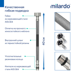 Смеситель для кухни 35к Milardo POLSB0FM05 Поли (Poli) выс. гиб.черный излив, п/гайку, пластик, ХРОМ