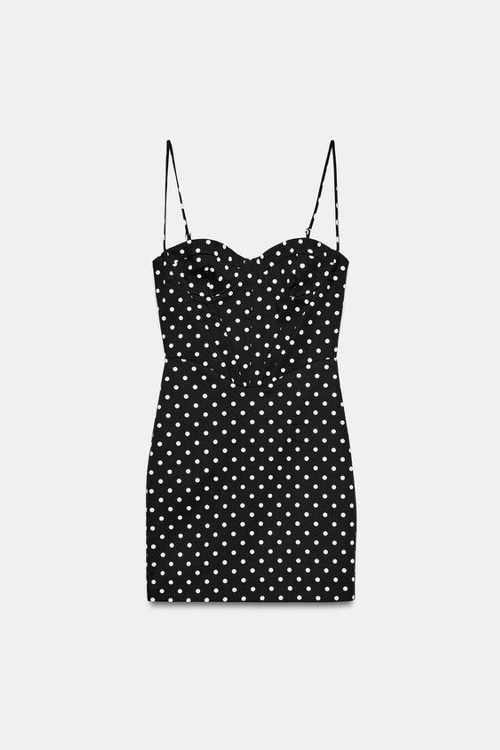 Мини-платье на бретелях с узором в горошек - ZARA