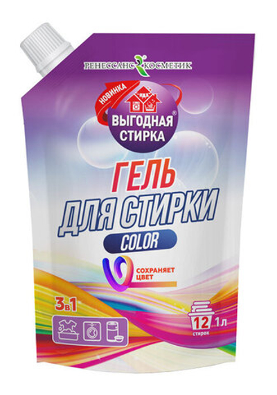 Гель для стирки Выгодная стирка Color дой-пак 1,0 л