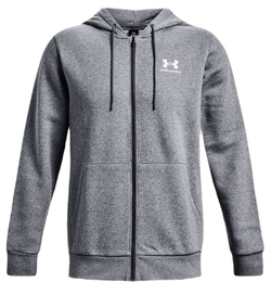 Мужская теннисная кофта Under Armour Men's UA Essential Fleece Full-Zip Hoodie - pitch gray medium heather/white