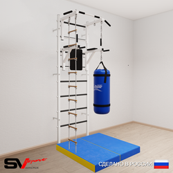 Шведская стенка Sv Sport усиленная 6726 (Турник стандарт/Брусья/Лестница/Цепь/Мешок 22кг/Мат 1м)