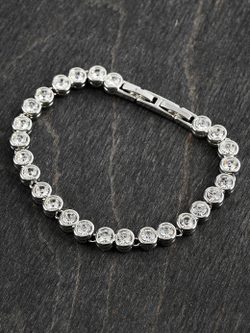 Браслет-дорожка Классик с прозрачными кристаллами Swarovski в родии