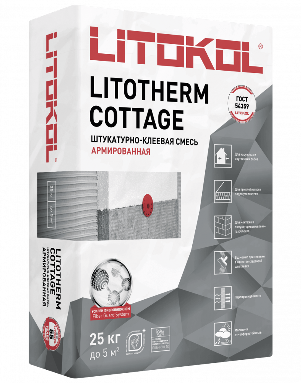 Штукатурно-клеевая смесь Litokol Litotherm Cottage 25кг