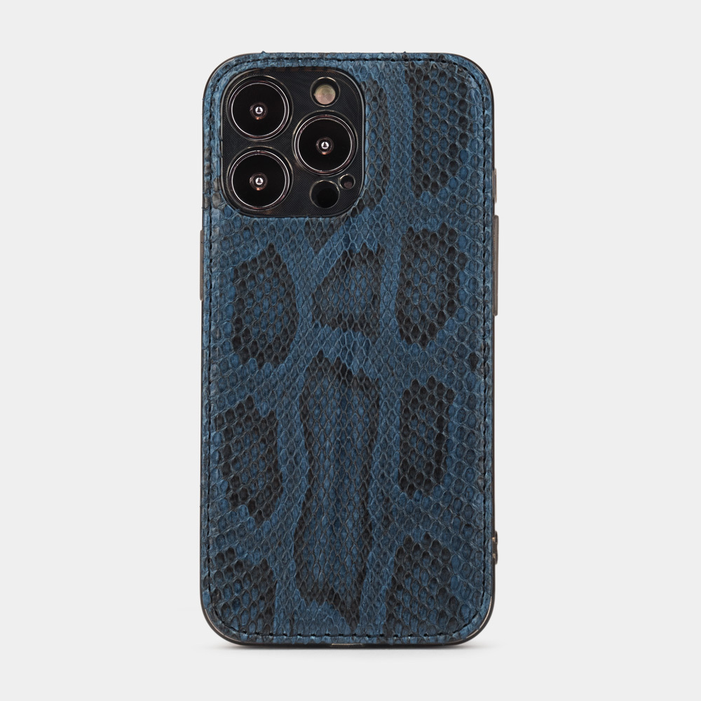 Накладка кожаная для iPhone 15 Pro Max синего цвета