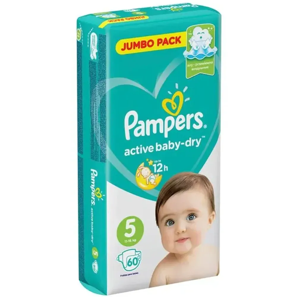 Подгузники PAMPERS №5 Active Baby-dry Junior 60шт