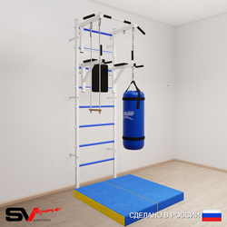 Шведская стенка Sv Sport 5735 (Турник стандарт/Брусья/Трапеция/Цепь/Мешок 15кг/Мат 1м)