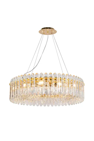 Люстра подвесная NewRgy 5075-12GD GOLD+CLEAR, 12×40 Вт, золотая и прозрачная