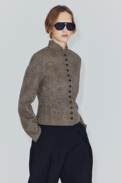 ZARA КОРОТКАЯ КУРТКА ИЗ ШЕРСТИ — ZW COLLECTION, СЕРЫЙ МЕЛАНЖ