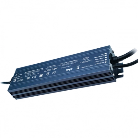 Donel,150Вт,DC24В,6.25А, IP67, 208x58x32 мм,диммируемый 0/1-10v блок питания для светодиодной ленты,