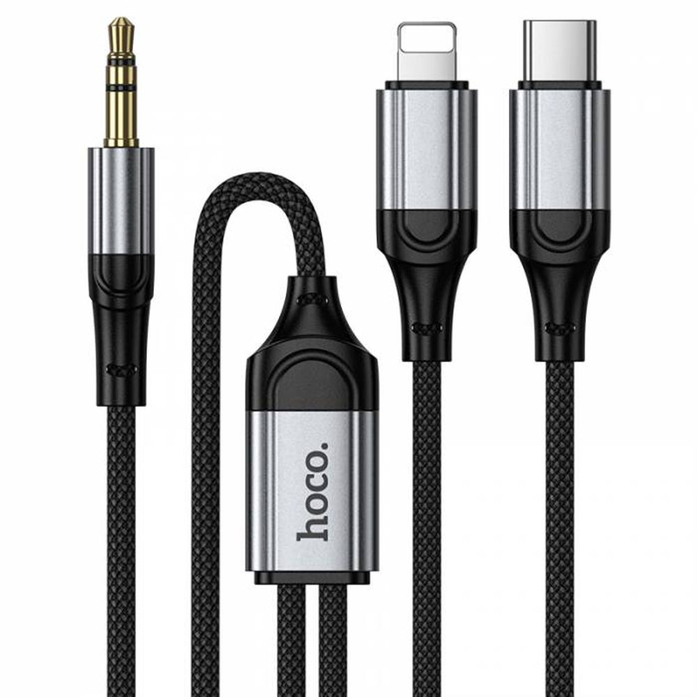 Аудио кабель AUX на Lightning/Type-C Hoco UPA26A (black)