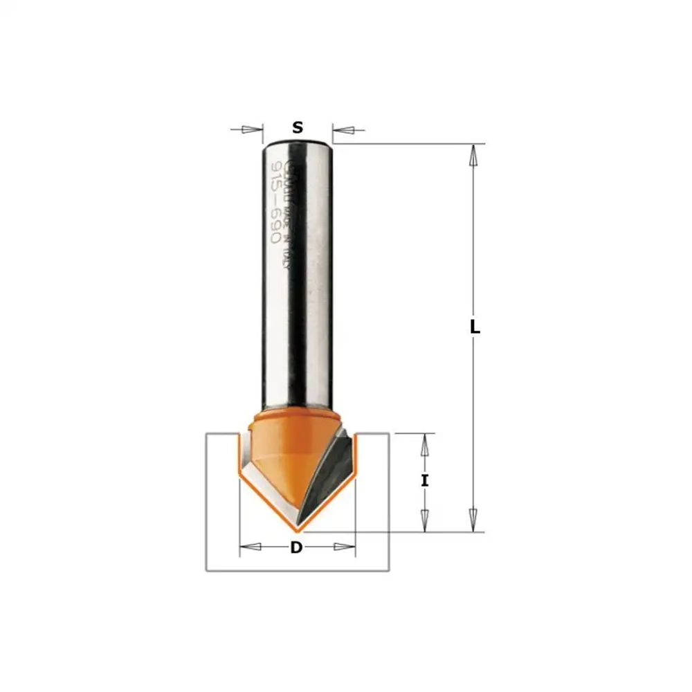 Фреза концевая V-образная D=12,7 I=12,7 S=8,0 L=45,0 PRO CMT 915.1313