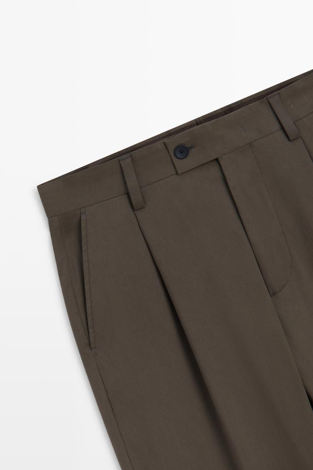 Massimo Dutti Брюки свободного кроя с защипами, коричневый