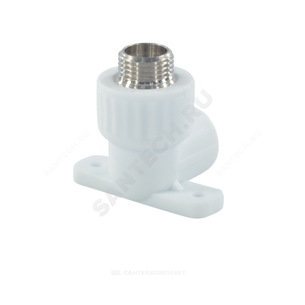 Угольник PP-R комбинированный белый Дн 25х1/2" НР с креплением VALFEX 10121025