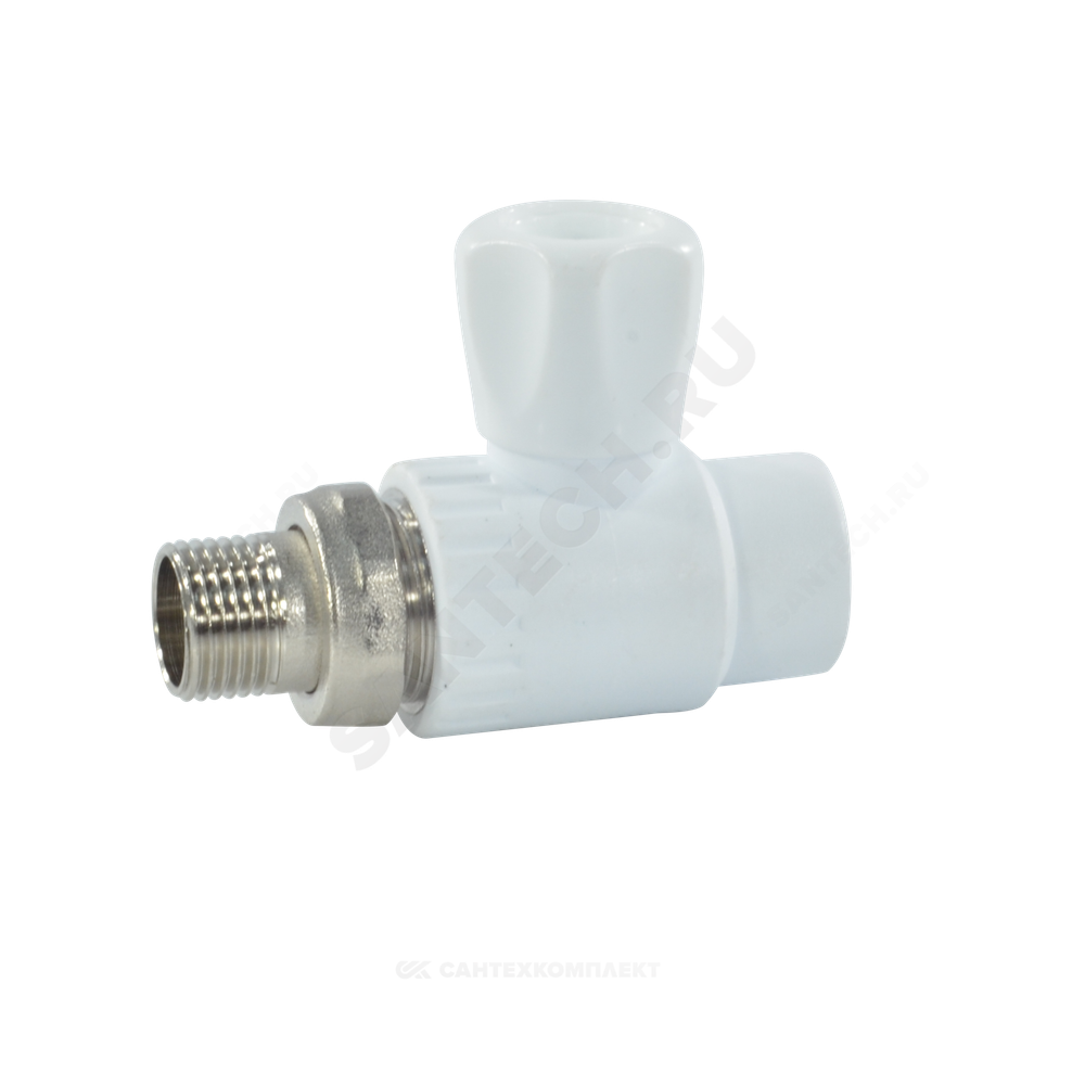 Кран шаровой PP-R белый Дн 20х1/2" НР прямой для радиатора RTP (РосТурПласт) 27853