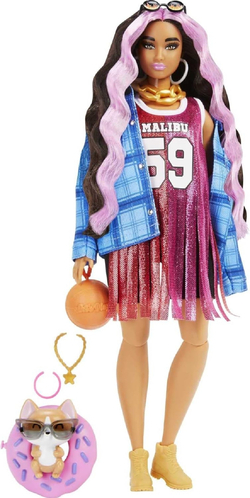 Кукла Barbie Extra с розовыми прядями