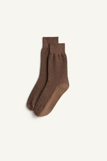 ZARA НОСКИ С ТЕКСТУРИРОВАННОЙ ОТДЕЛКОЙ, КОРИЧНЕВЫЙ