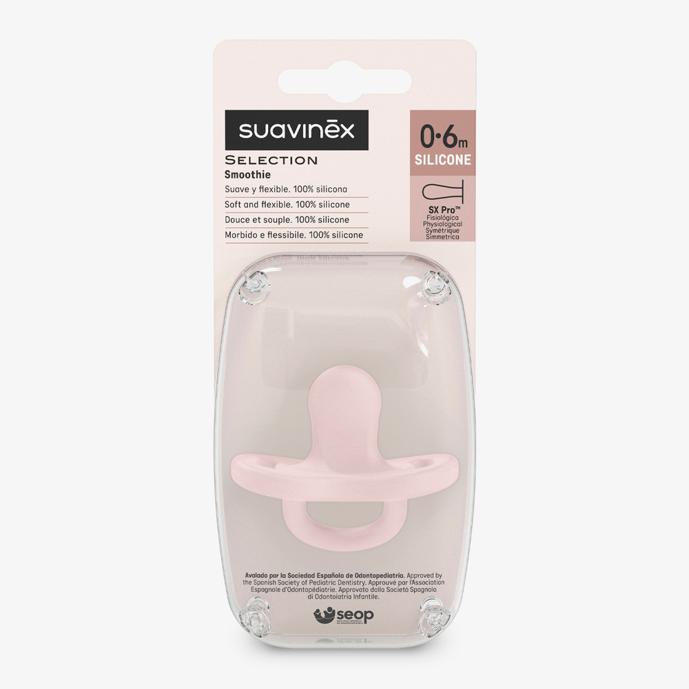 Пустышка силиконовая Suavinex светло-розовая, 0-6 мес