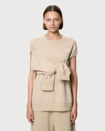 MM6 MAISON MARGIELA СВИТШОТ-ТРАНСФОРМЕР ЖЕНСКИЙ С ЛОГОТИПОМ БРЕНДА БЕЖЕВЫЙ