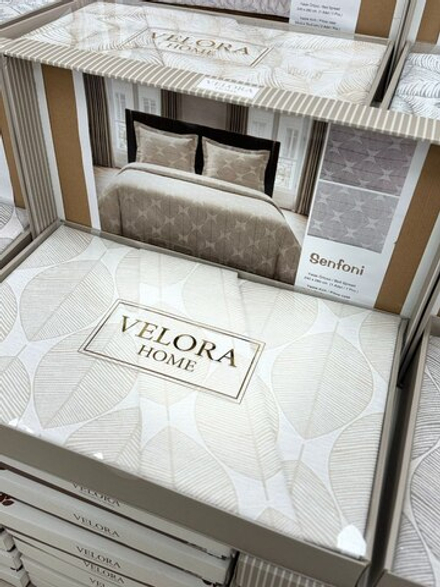Velora Home Покрывало 1шт. 240х260 + наволочки 2 шт. 50х70 Sedef Беж 100% Хлопок Bej