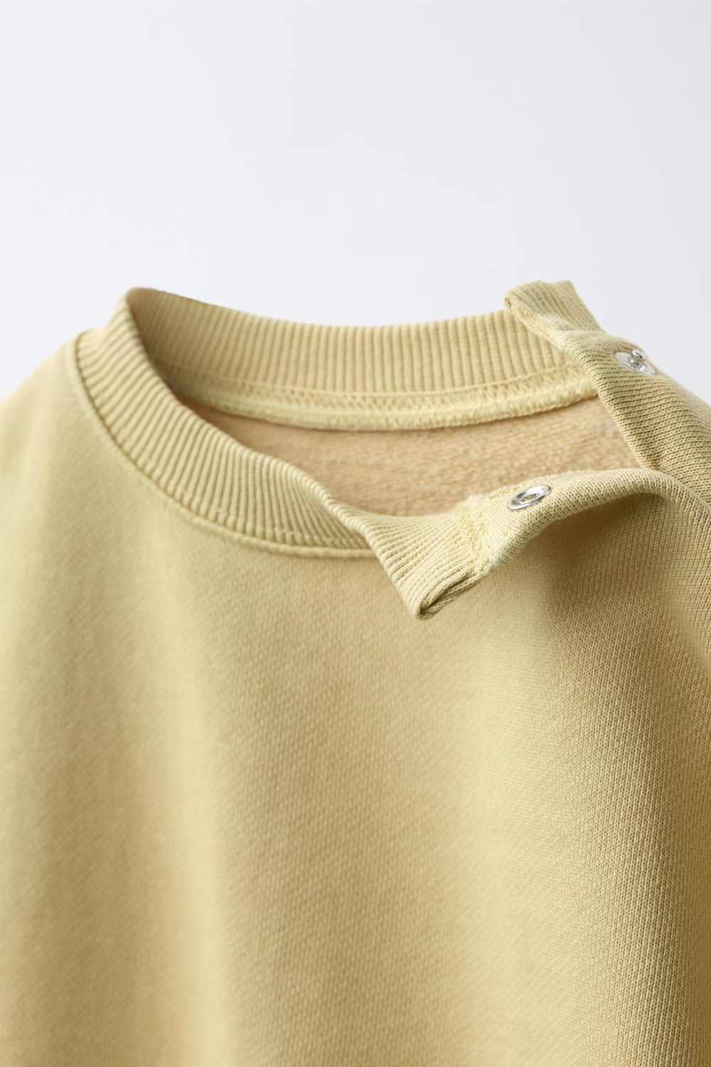 ZARA ОДНОТОННАЯ ТОЛСТОВКА ИЗ КРАШЕНОЙ ТКАНИ, ХАКИ