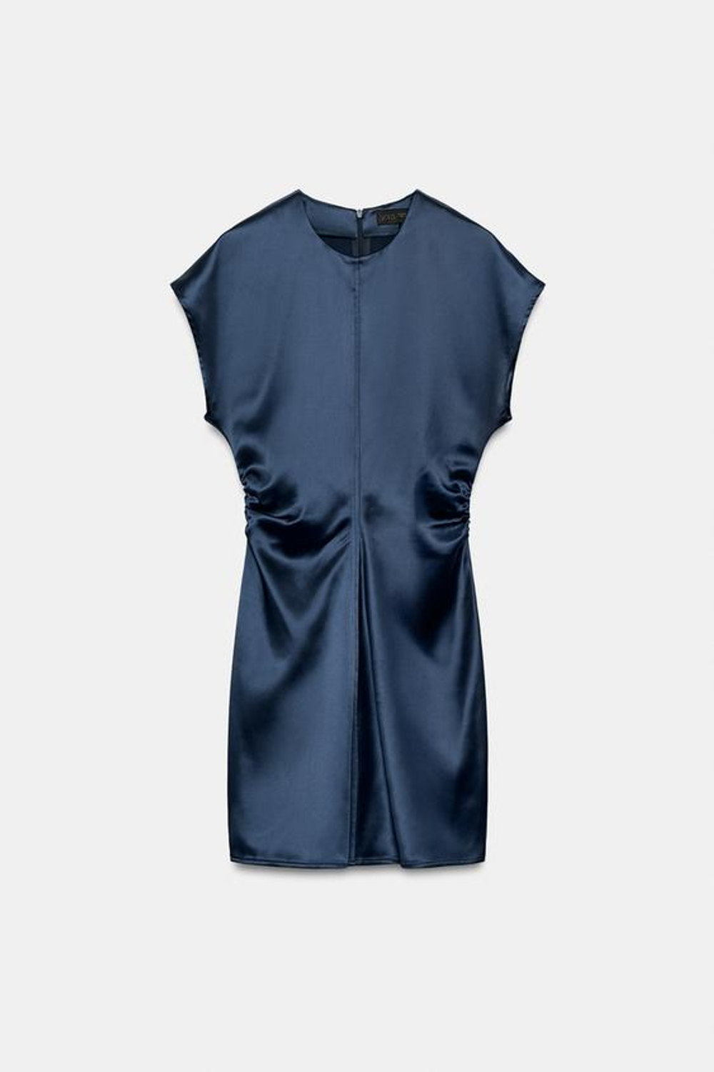 ZARA АТЛАСНОЕ ПЛАТЬЕ МИНИ, МОРСКОЙ ТЕМНО-СИНИЙ