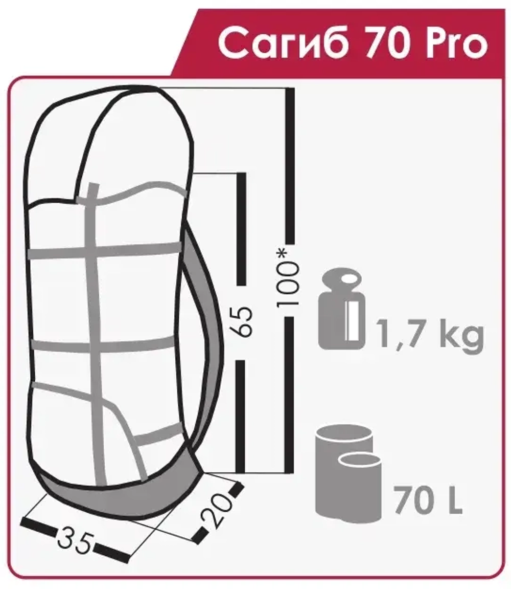 РЮКЗАК ПОХОДНЫЙ NORMAL САГИБ 70 PRO