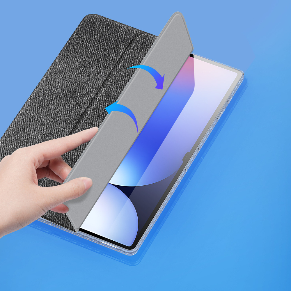 Чехол книжка черного цвета от Dux Ducis для Samsung Galaxy Tab S9 Ultra, Tab S10 Ultra и Tab S8 Ultra, серия Unid Series Case, с держателем стилуса и функцией автоматического перехода в спящий режим