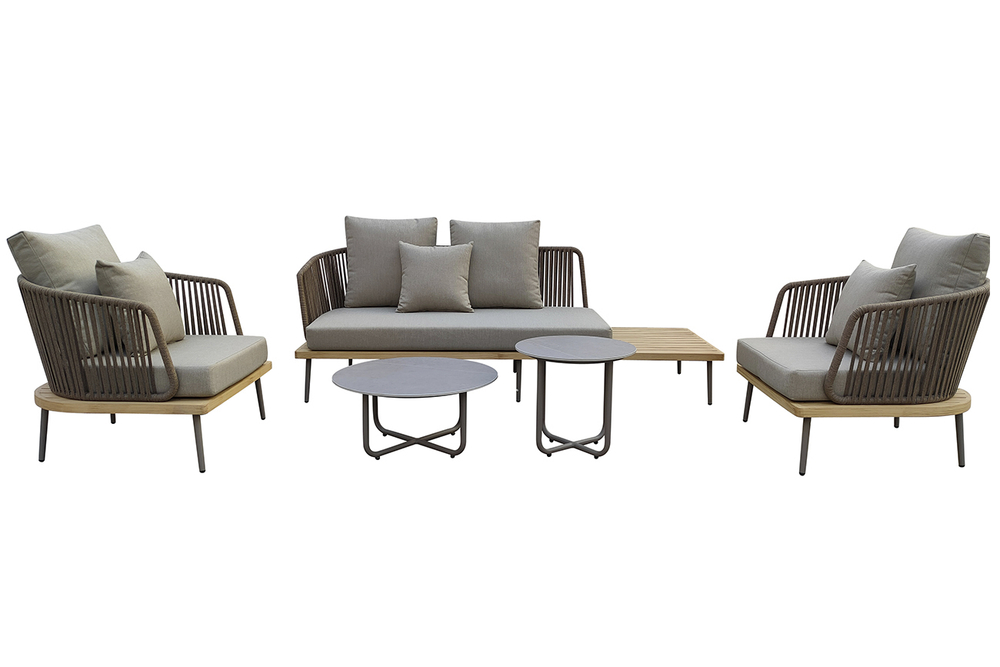 Диван Garda Decor трехместный левосторонний БЭЙЛИ (BAYLEY) уличный серый 220*84*75 см