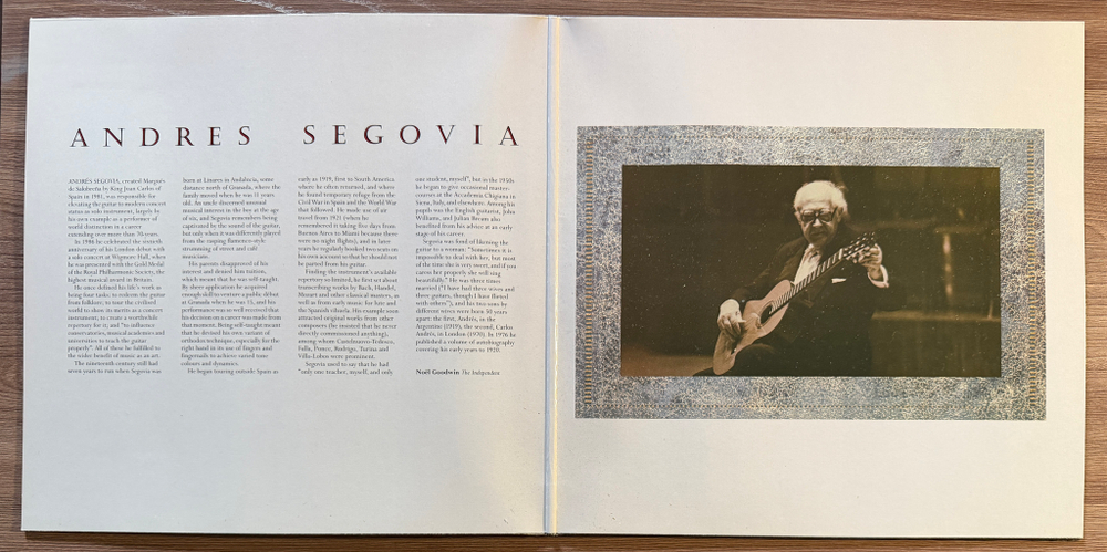 Andrés Segovia ‎– A Portrait Of Andrés Segovia My Favourite Works (Англия 1985г.)