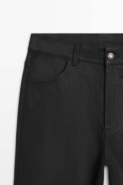 Massimo Dutti Вощеные прямые брюки , черный