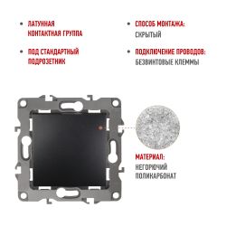 12-1101-05 ЭРА Выключатель, 10АХ-250В, IP20, Эра12, антрацит | Эра 12
