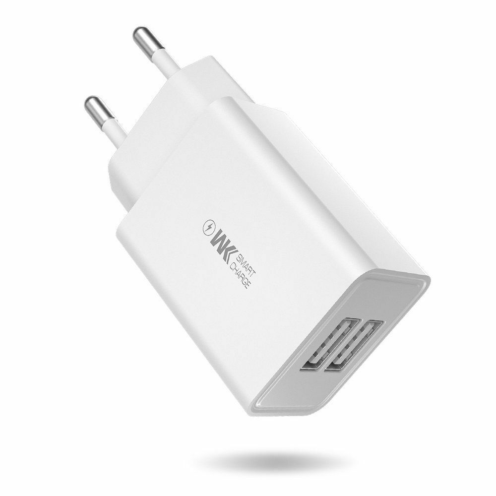 Блок питания WK WP-U56 Dual Usb Charger с кабелем белый Блок питания WK WP-U56 Dual Usb Charger с кабелем белый