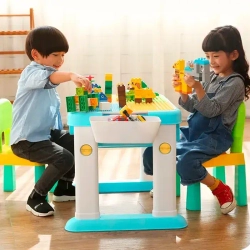 Игровой лего стол детский со стулом для сборки конструкторов и рисования