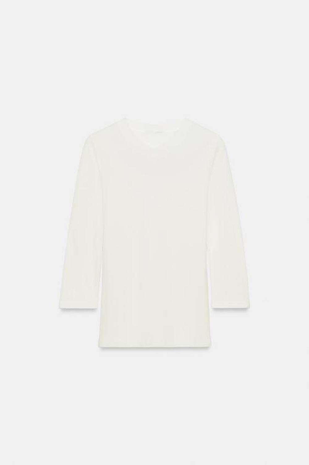 ZARA ФУТБОЛКА С V-ОБРАЗНЫМ ВЫРЕЗОМ, БЕЛЫЙ