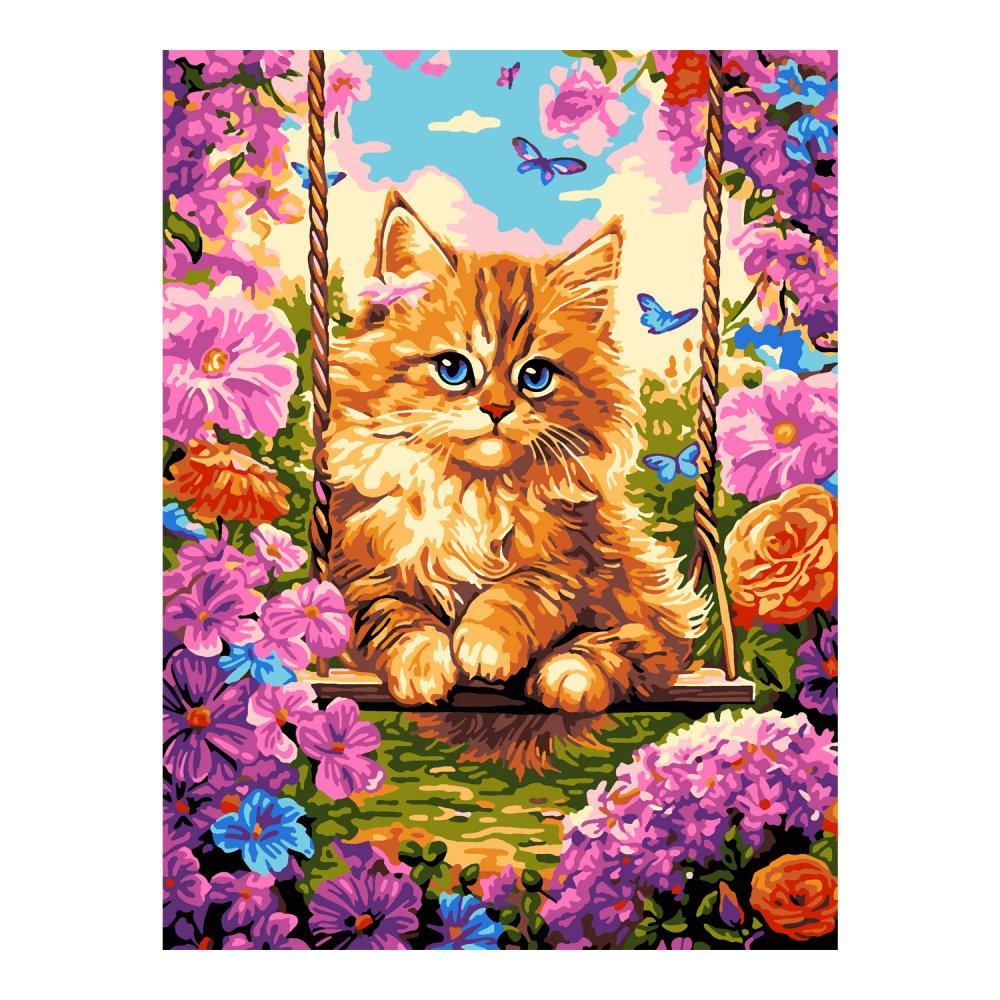 Картина по номерам 30*40см "Котенок на качелях" (на подрам.) (Lori)