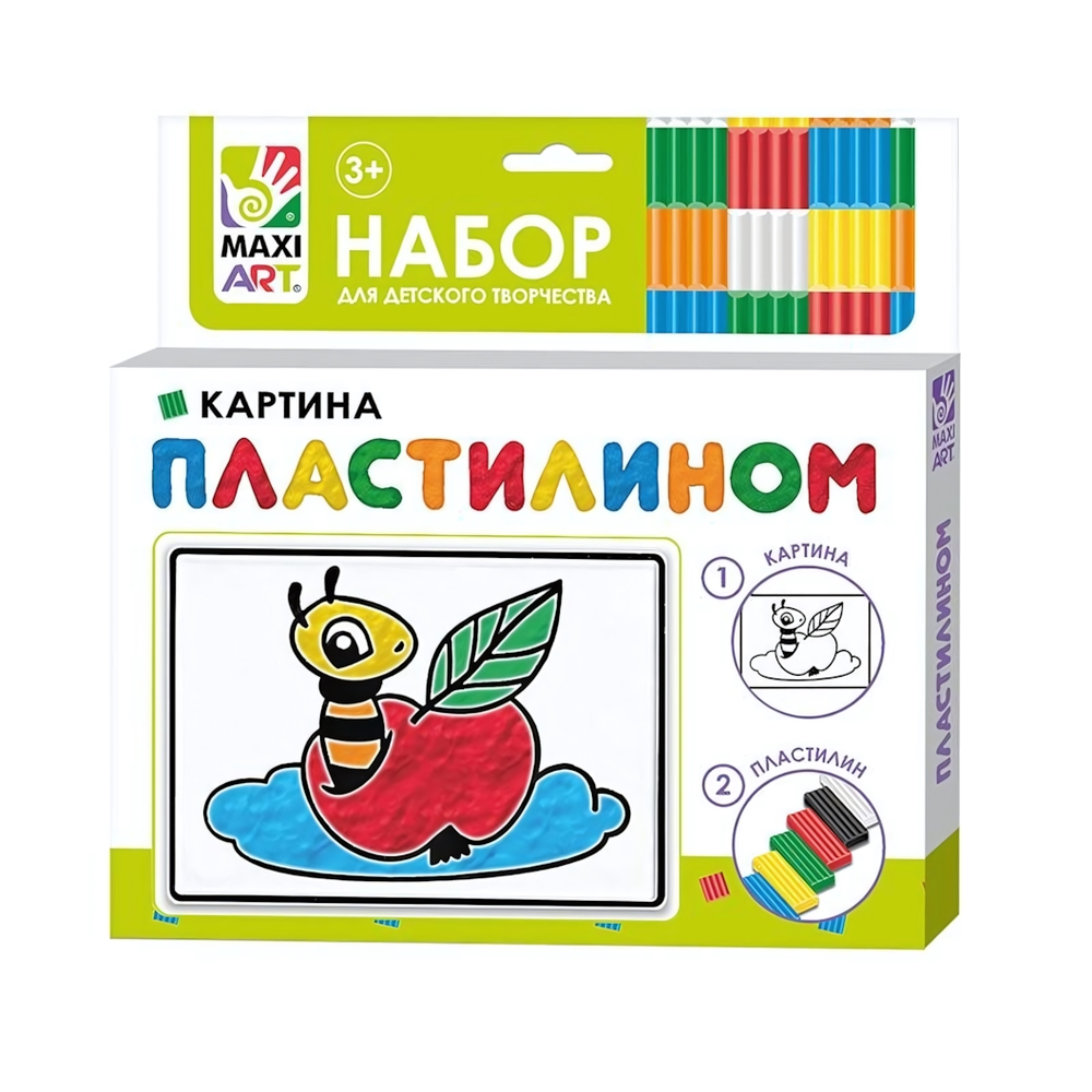 Набор для детского творчества, картина пластилином "Яблочко" 10х15см (Maxiart)