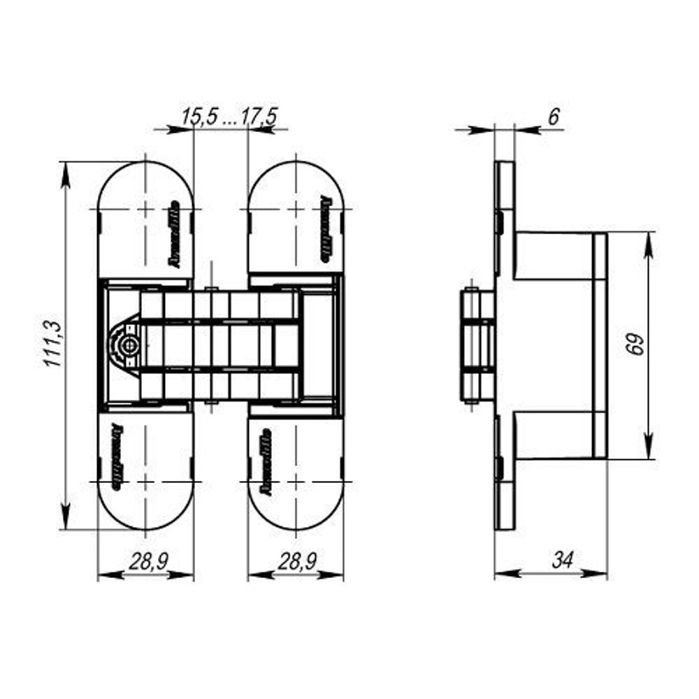 Петля скрытой установки ARMADILLO U3D6000 SG мат.золото /36337/ (1 шт)
