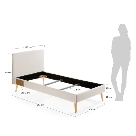Кровать Lydia 190х90 см, съемный бежевый чехол