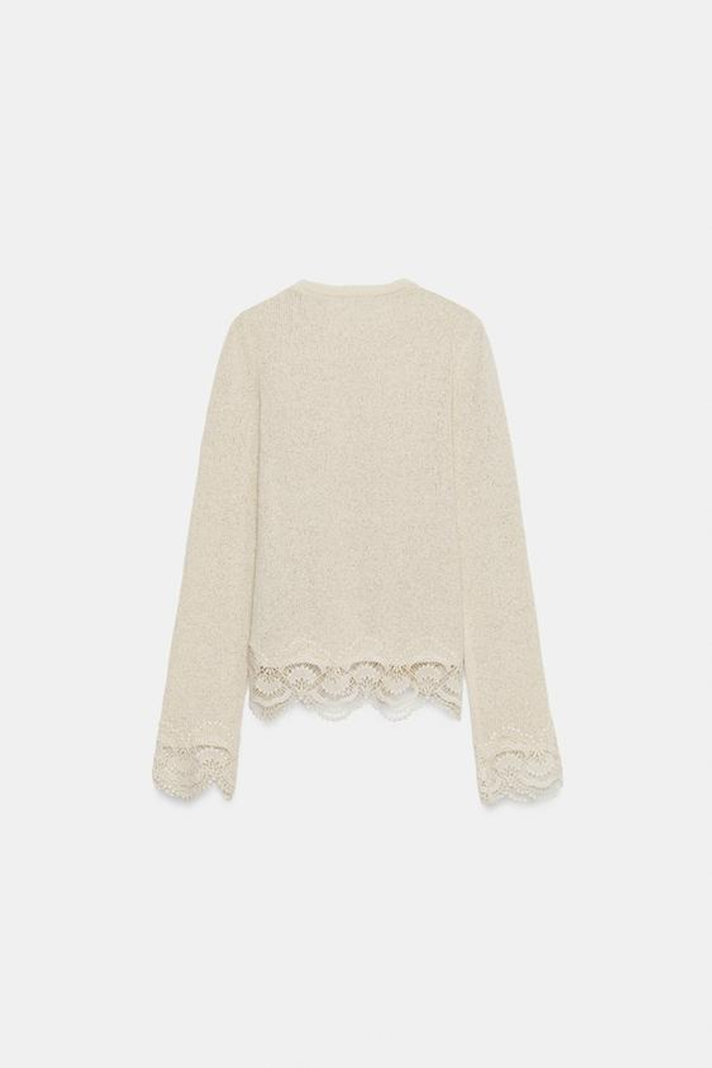 ZARA КРУЖЕВНОЙ ТОП, ЭКРЮ