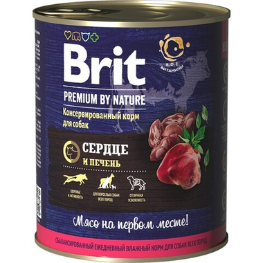 Brit Premium by Nature All Breeds Сердце/Печень консервы для собак 850 г