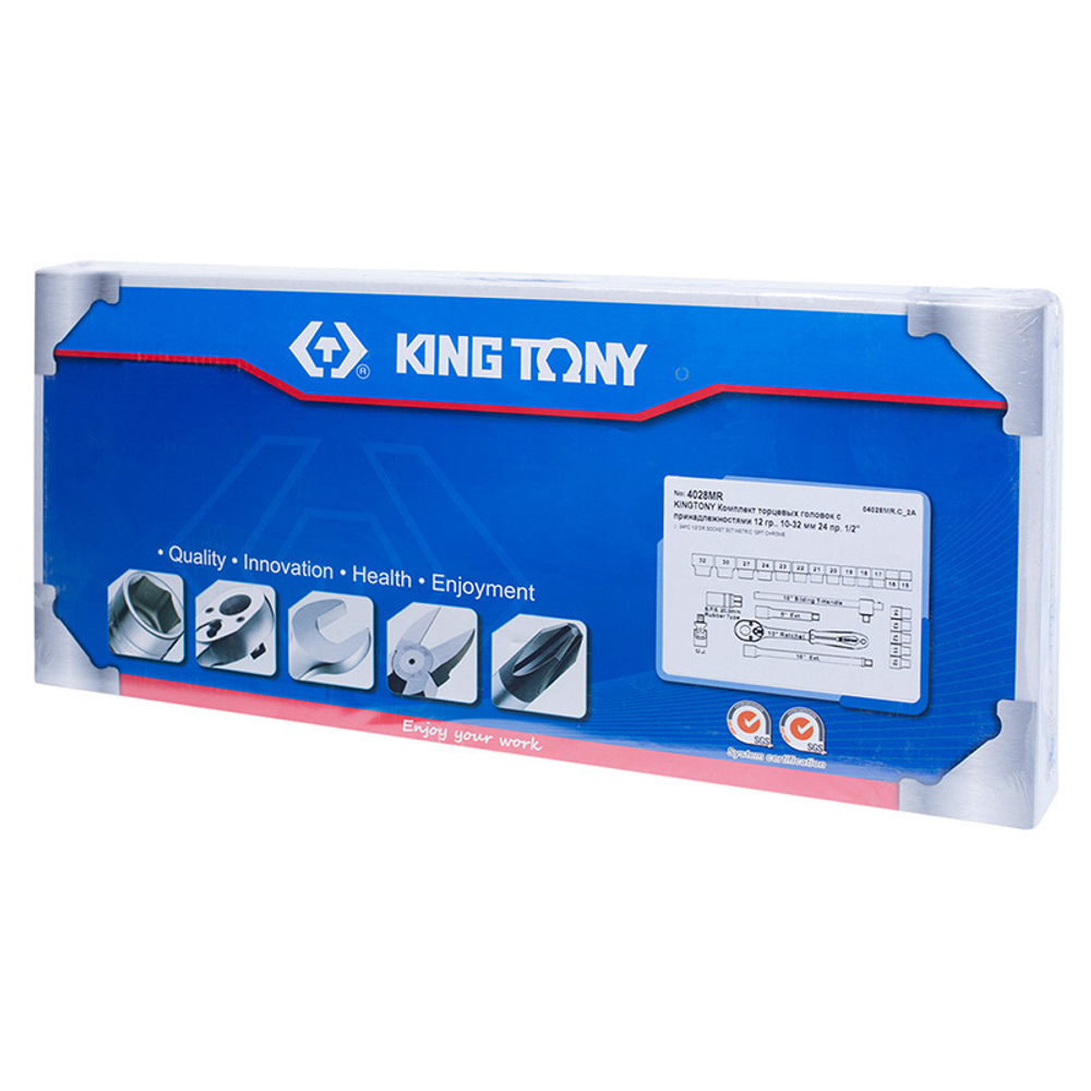 KING TONY (4028MR) Набор торцевых головок с принадлежностями 1/2", 12-гранные, 10-32 мм, 24 предмета