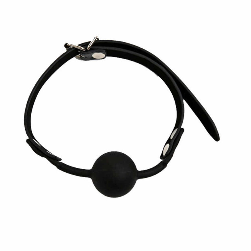 Кляп черный силиконовый на кожаном ремешке с застежкой Onjoy BDSM Silicone Gag (Цвет: черный)