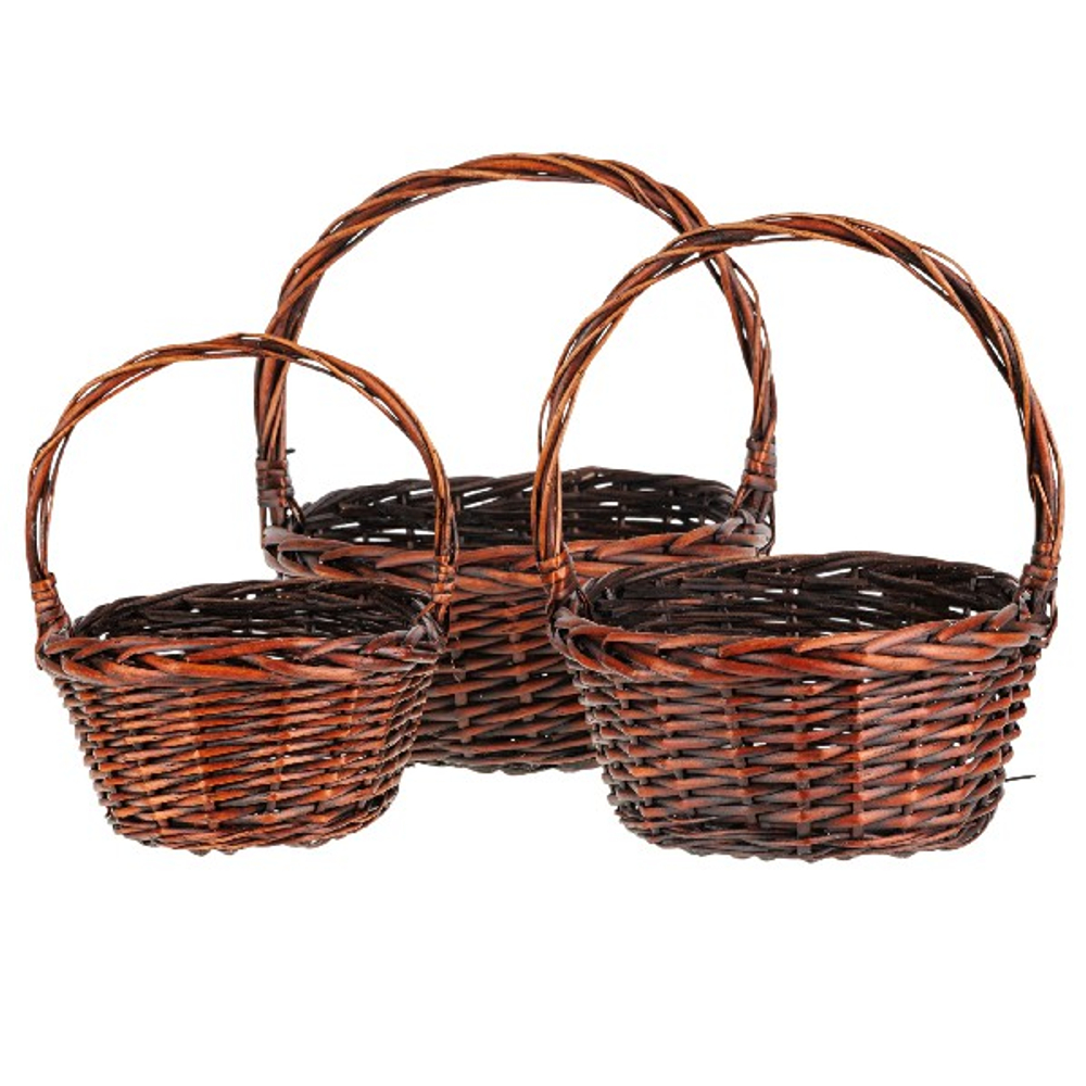 Корзина НАБОР/3шт (ива) 38x30xH14/35см-28х20xH11/25см КОРИЧНЕВЫЙ