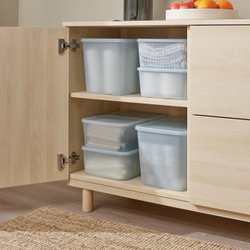 IKEA RYKTA  (ИКЕА РИКТА)  -  Контейнер с крышкой - прозрачный серо-синий 12x18x12 см/1.5 л