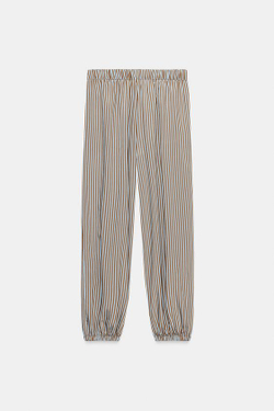 ZARA БРЮКИ-БАГГИ В ПОЛОСКУ — ZW COLLECTION, КОРИЧНЕВЫЙ/СИНИЙ