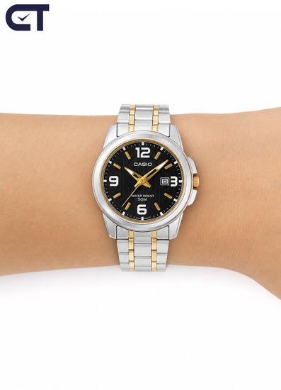 Casio LTP-1314SG-1A General часы наручные женские — двухцветная классика с чёрным циферблатом