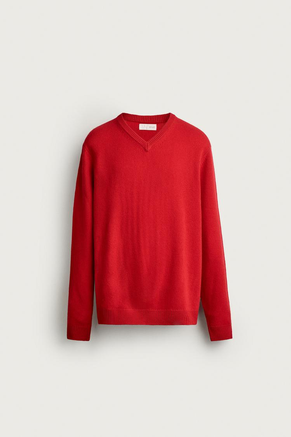 ZARA СВИТЕР ИЗ ШЕРСТЯНОЙ СМЕСИ С V-ОБРАЗНЫМ ВЫРЕЗОМ, КРАСНЫЙ